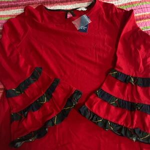 Crown & Ivy Christmas Shirt red  Ruffled Top
